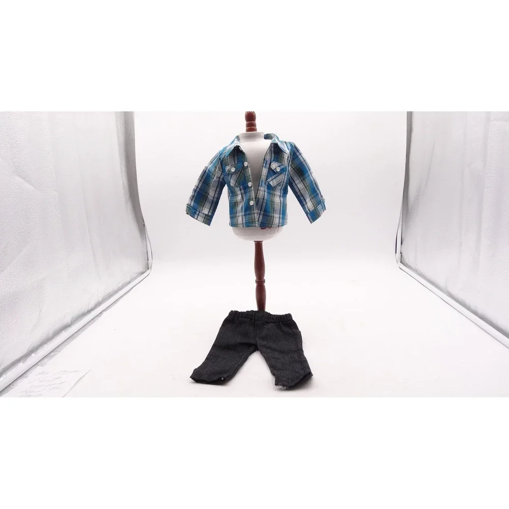 American Girl Doll Logan Outfit‎ Plaid Button Down Shirt and Denim Pants